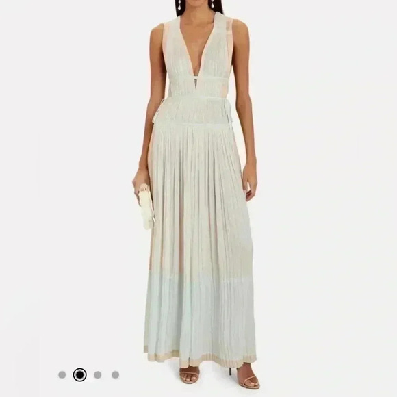 Ulla Johnson Gathered V-Neck Gown Cutout Maxi Dress 10 M Opal Tie Valeria $925 - Picture 4 of 7